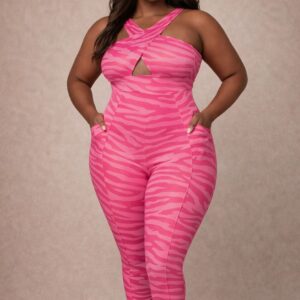PINK ZEBRA SCULPT JUMPSUIT
